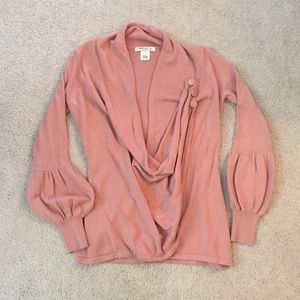 Arden B Dusty Rose Draped Button-Accent Sweater
